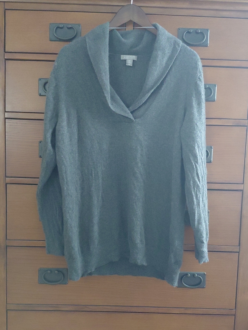 Charter Club Cashmere Pullover Shawl Collar Sweater - Gray